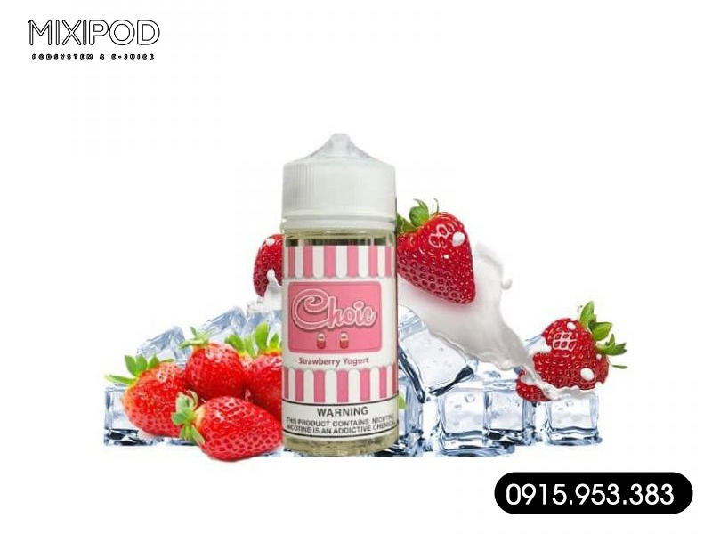 CHOIC JUICE FREEBASE 100ml - Strawberry Yogurt (Sữa Chua Dâu Lạnh) 3MG