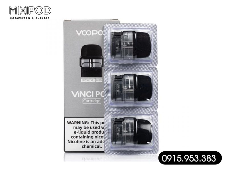 Pack 3 đầu pod cartridge 0.8 ohm thay thế cho vinci pod kit 15W by Voopoo